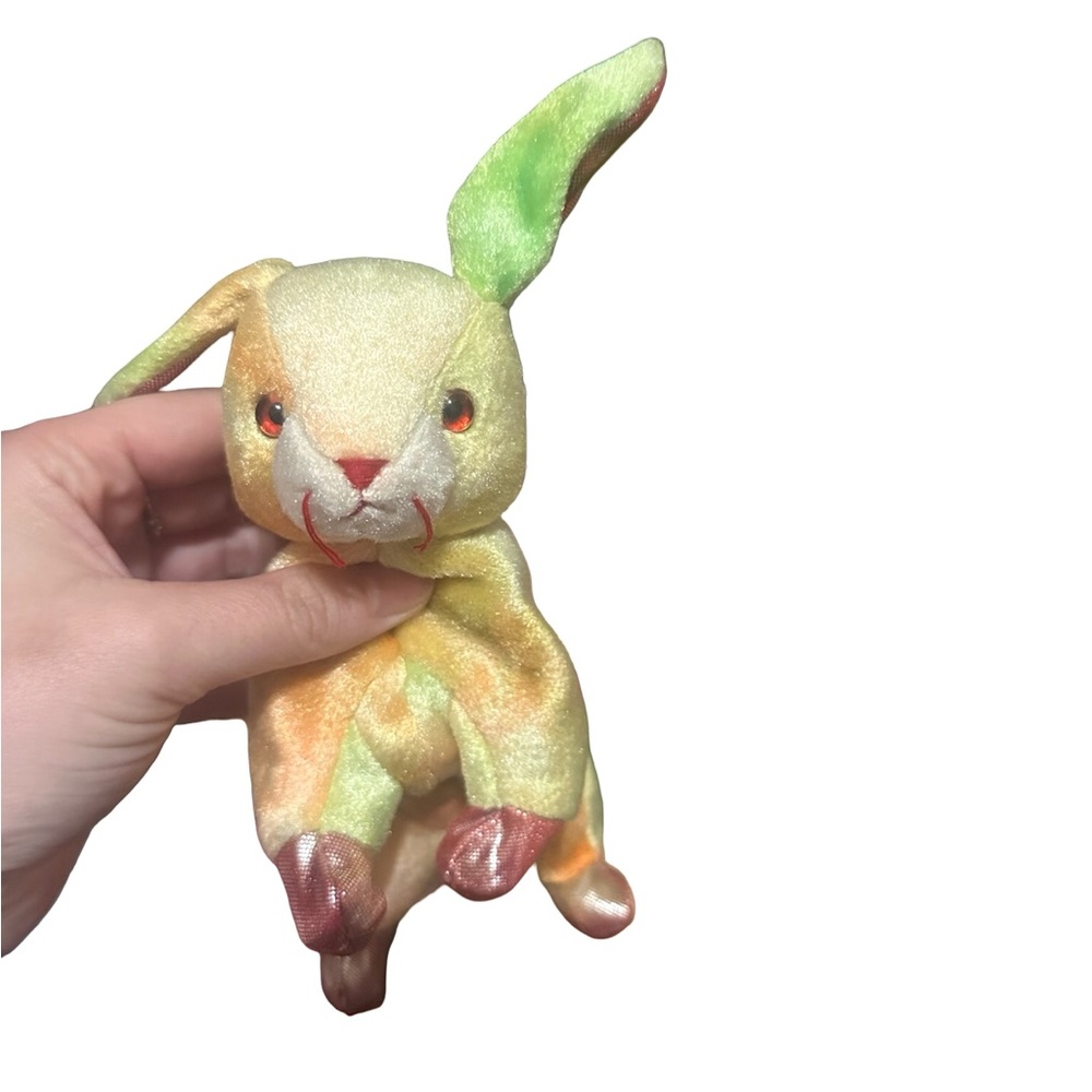 1990s Plush Pastel Bunny Small Pet Toy - Soft Multicolor Comfort